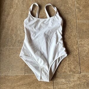 Babaton Women's One Piece Swimsuit White Scoop Neck Size S NWT